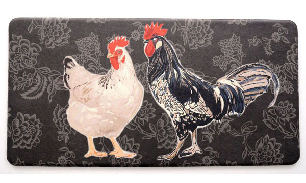 Kitchen Anti-Fatigue Mats: Two Roosters Black Mat