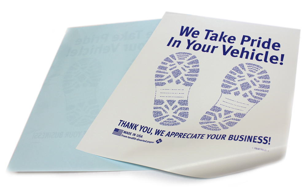 Poly-Back Paper Floor Mats are 2-Layer, 80Lb Car Floor Mats by American - Paper Floor Mats With Company Logo