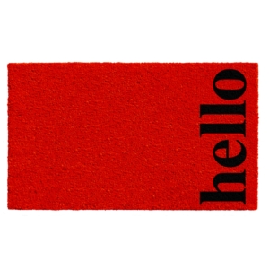 Vertical Hello Doormat Red/Black 24" x 36"